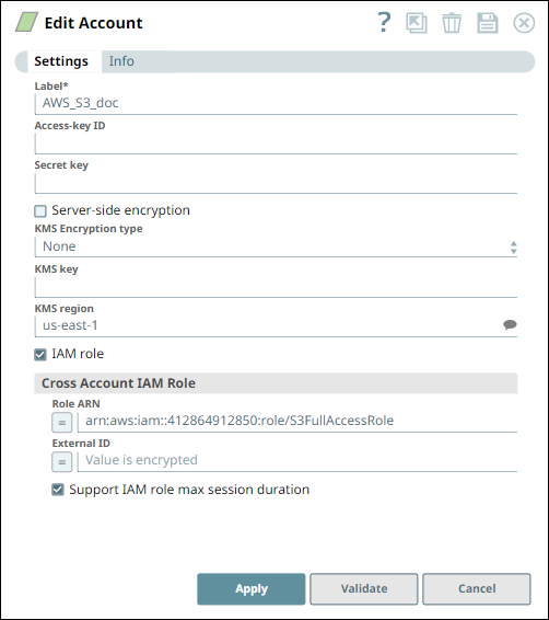 Configure Snap Account for IAM role