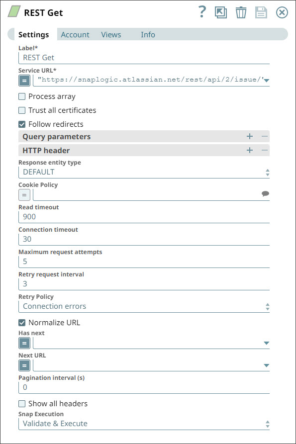 JSON input document for REST Get Snap
