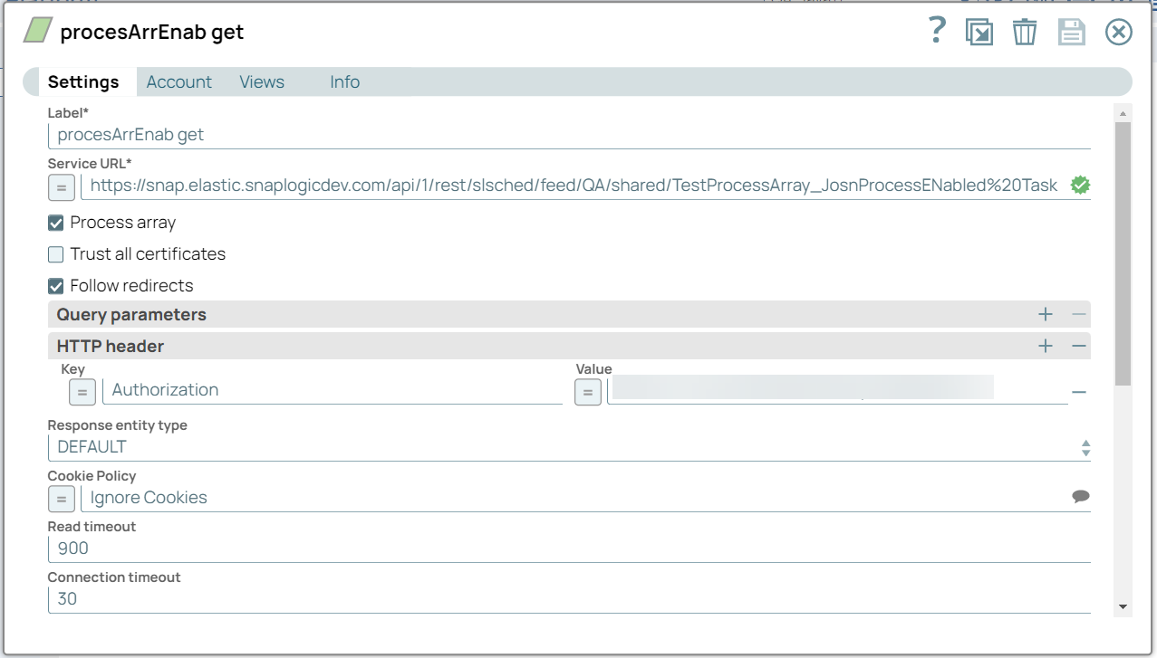 REST Get Snap configuration with Process array selected
