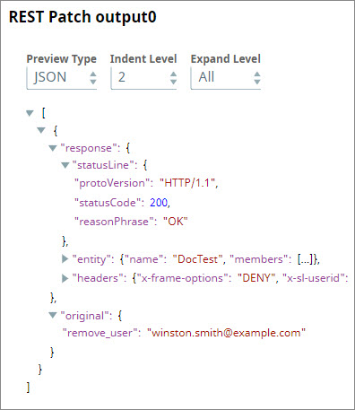 REST Patch output showing user removal