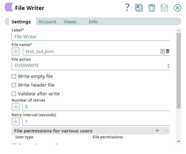 File Writer Snap Configuration