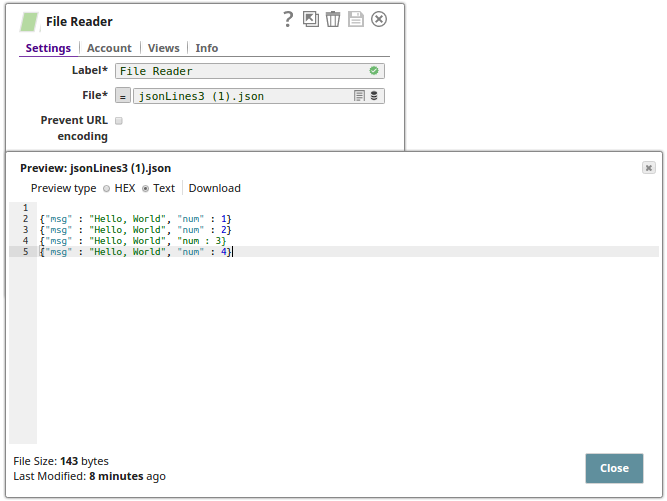 File Reader output with one invalid line