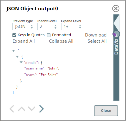 Output JSON from JSON Object Snap
