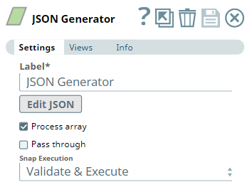 JSON Generator Snap configuration