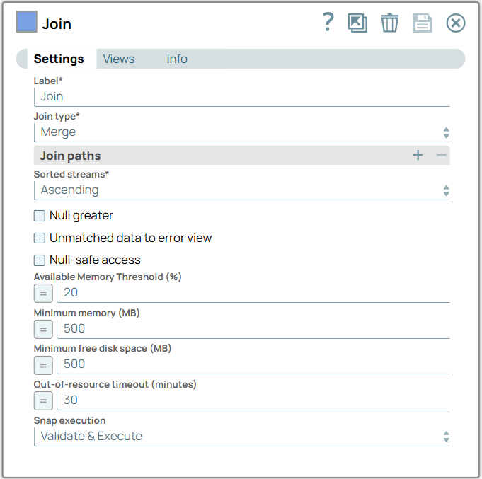 Join Settings Configuration