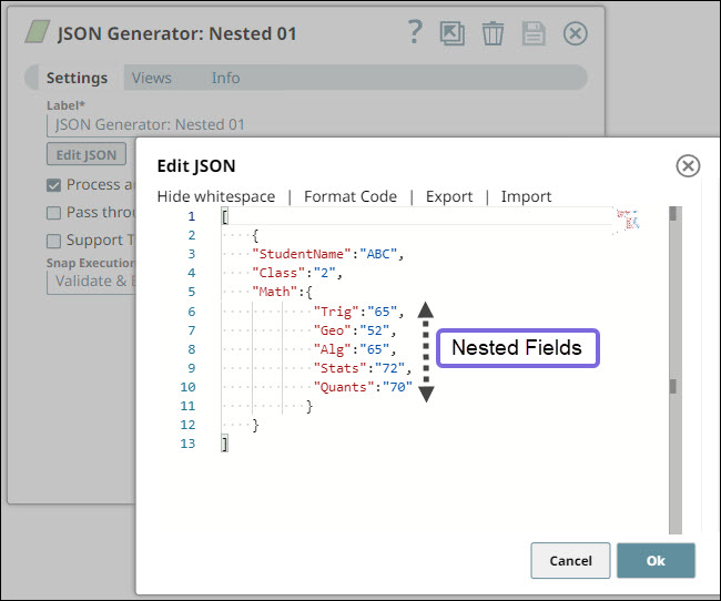 JSON Generator Configuration