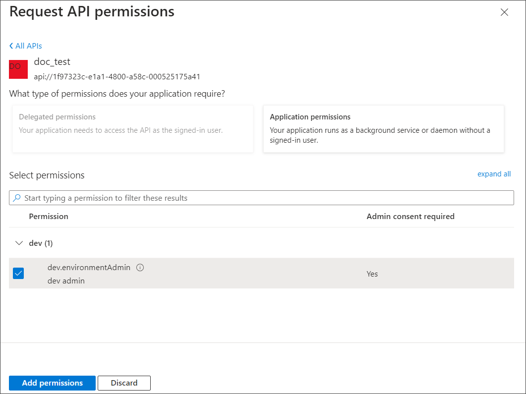 Request API Permissions