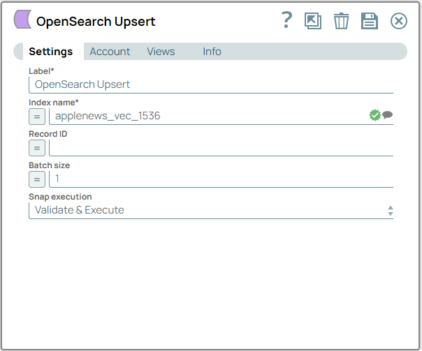 OpenSearch Upsert Snap configuration
