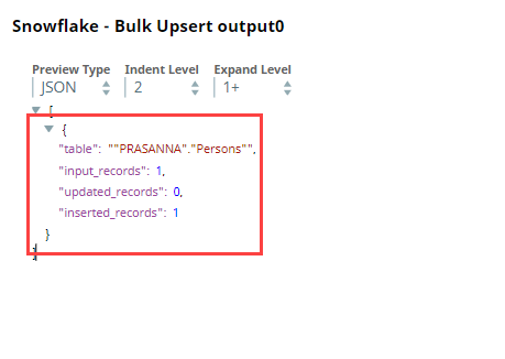 Bulk Upsert Output