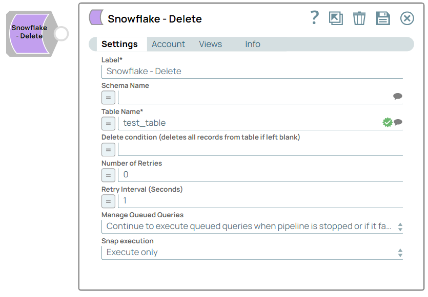 Snowflake Delete Configuration