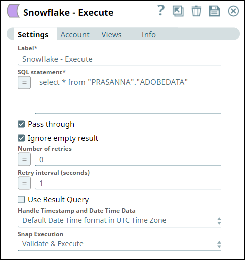 Snowflake Execute Output