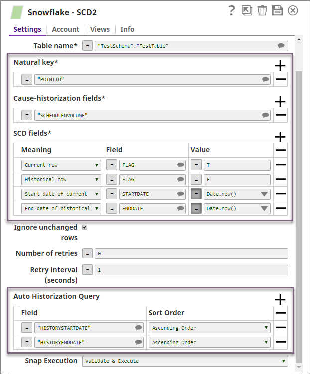 Snowflake SCD2 Configuration