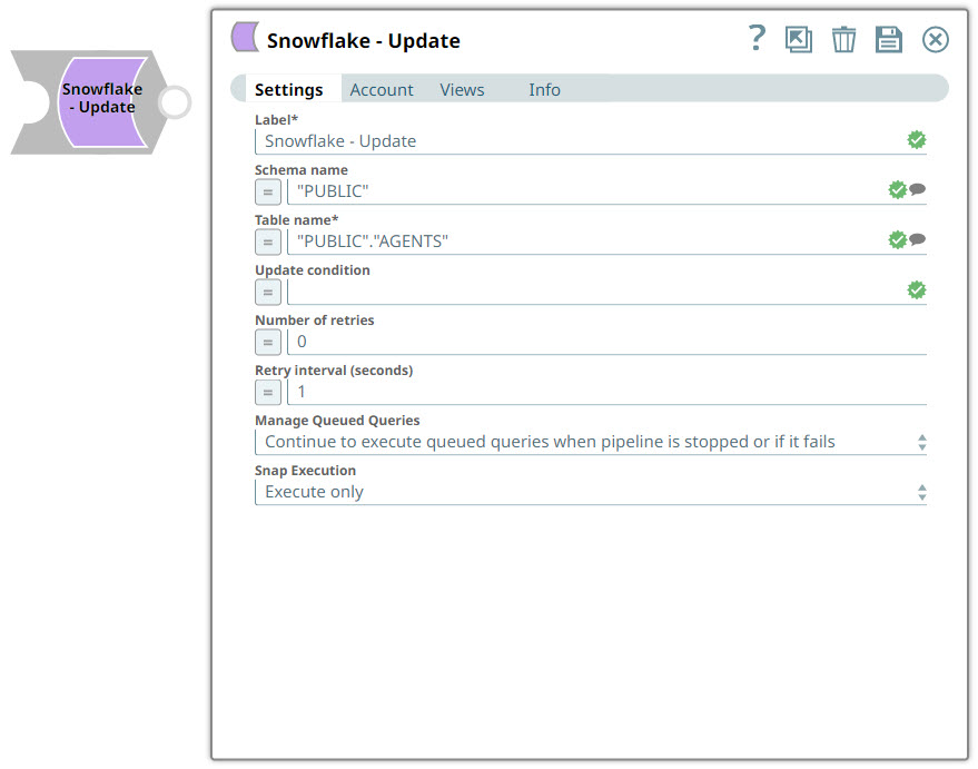 Snowflake Update Configuration