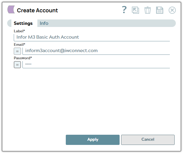 Infor M3 Basic Auth Account