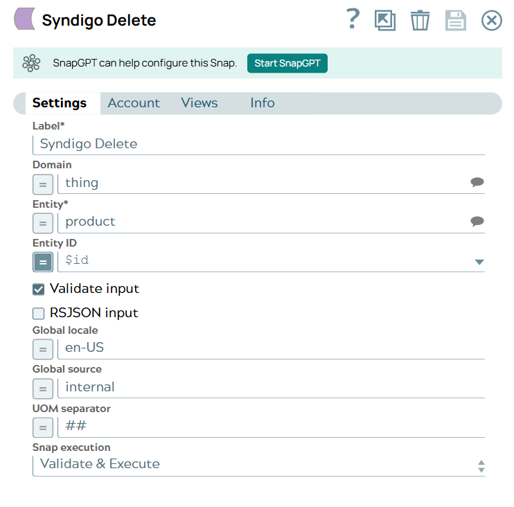 Syndigo Upsert Snap with entity ID to delete
