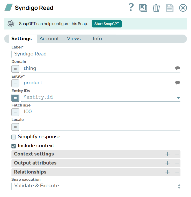 Syndigo Upsert Snap to create entity
