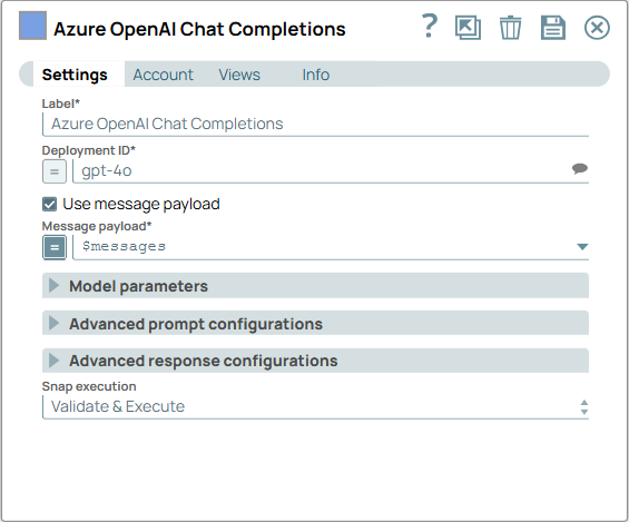 Azure OpenAI Chat Completions Snap configuration