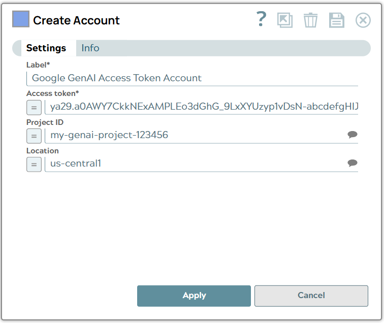 Google GenAI Access Token Account
