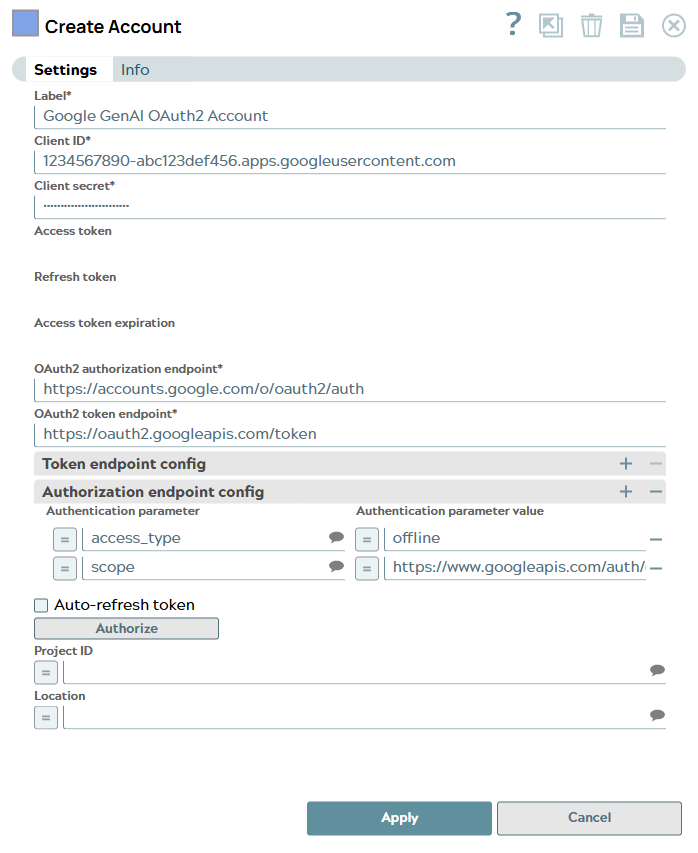 Google GenAI OAuth2 Account