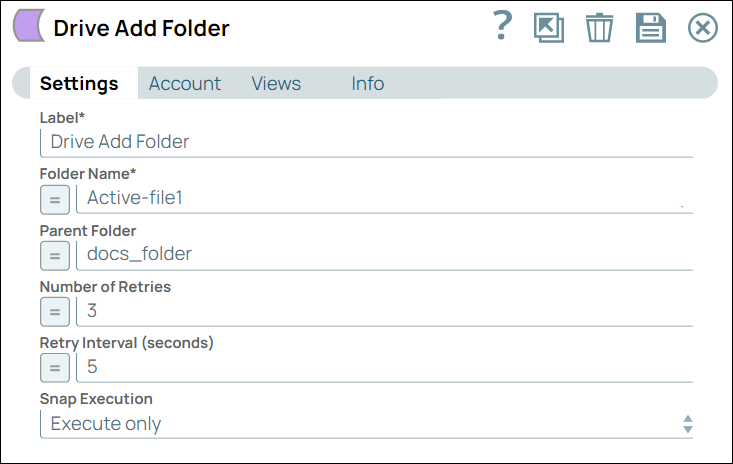 Drive Add Folder Settings dialog
