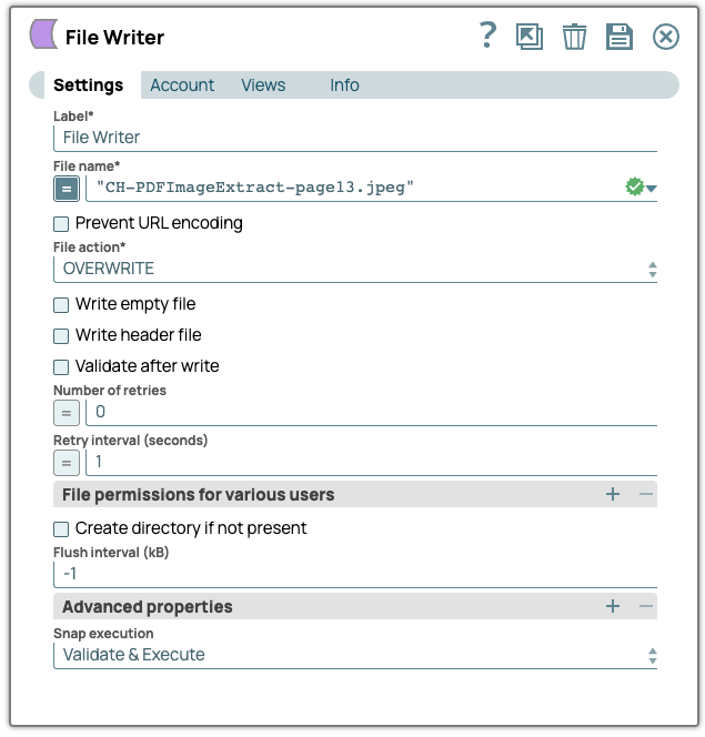 File Writer Snap configuration