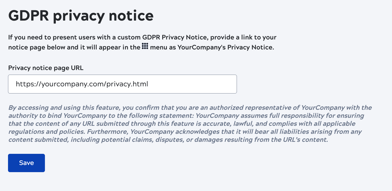 GDPR privacy page